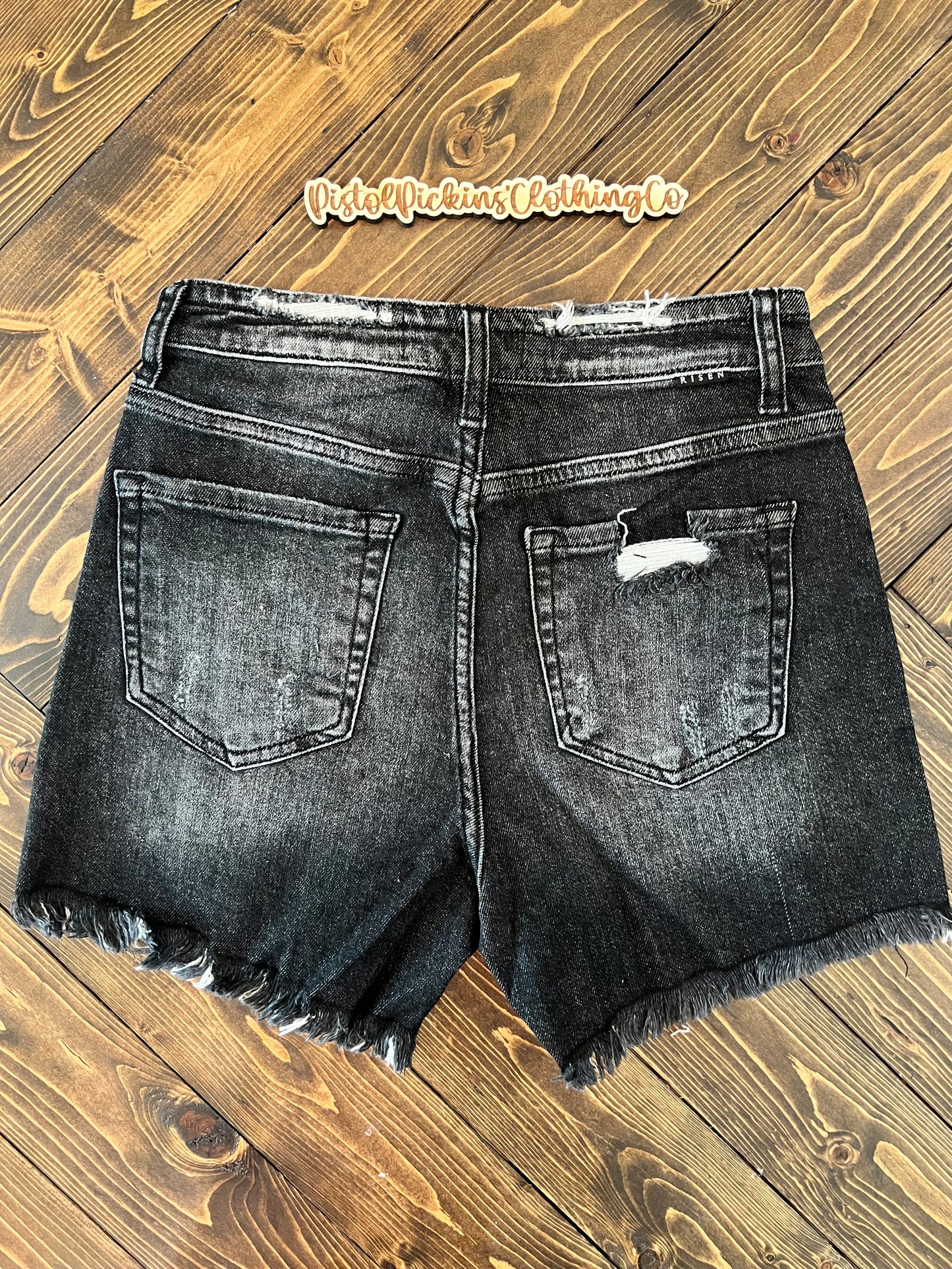 Black Acid Wash High Rise Shorties