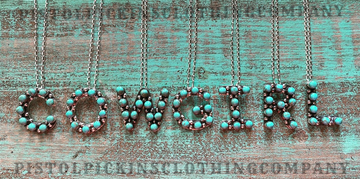 Genuine Turquoise Letter Necklace