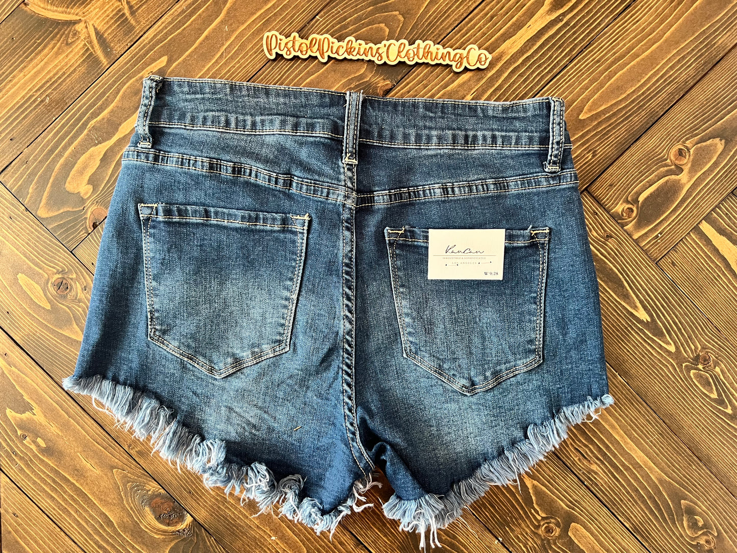 Dark Wash Frayed Hem Shorties