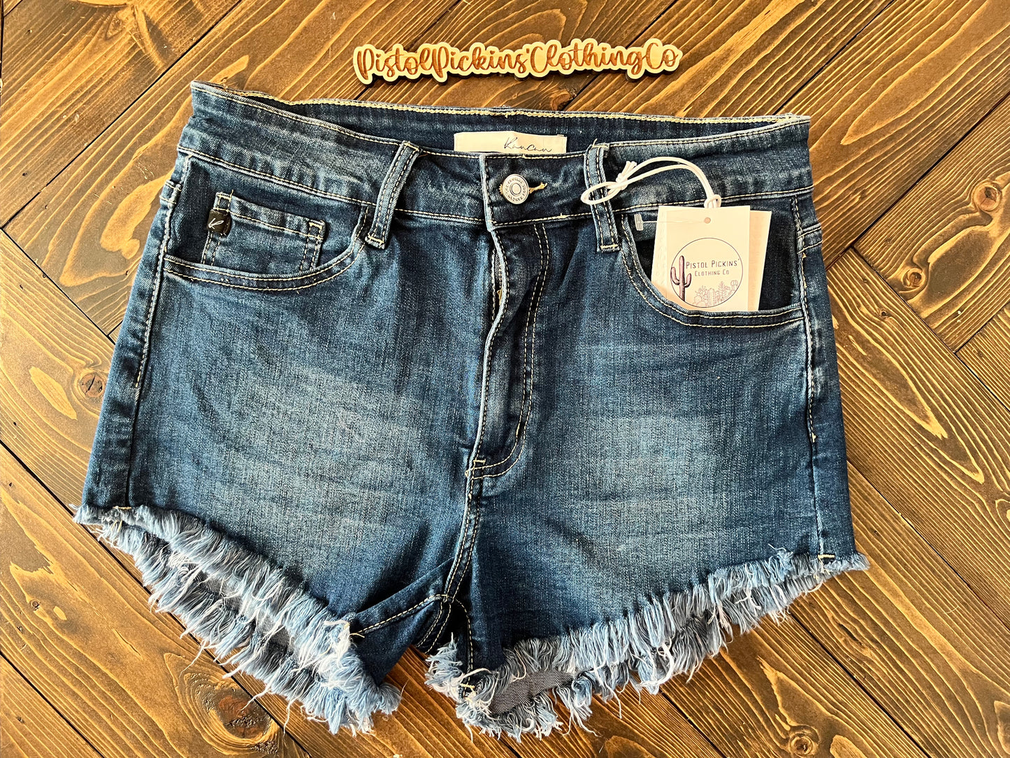 Dark Wash Frayed Hem Shorties