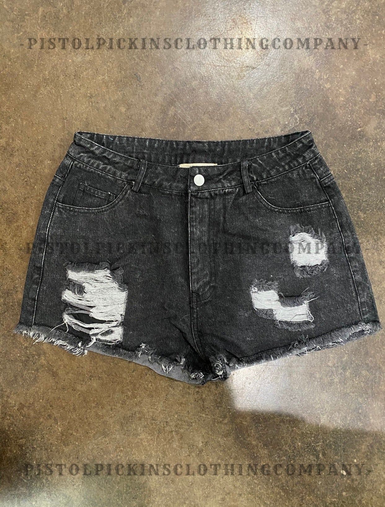 Black Distressed Denim Shorts