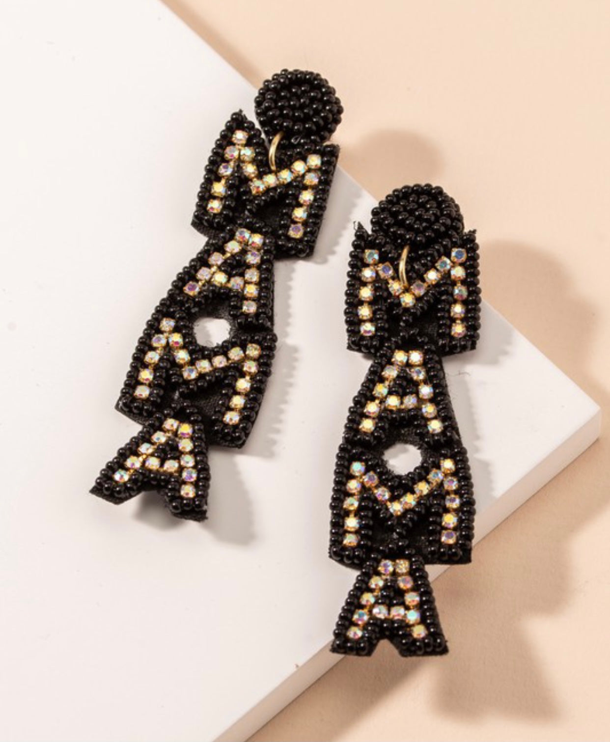 MAMA Rhinestone Beaded Earrings