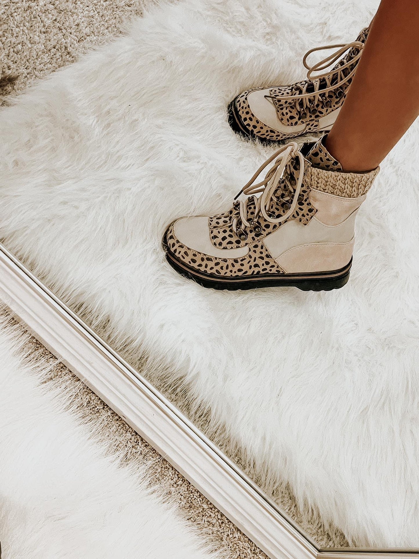 Leopard Lace Up Lightweight Boots